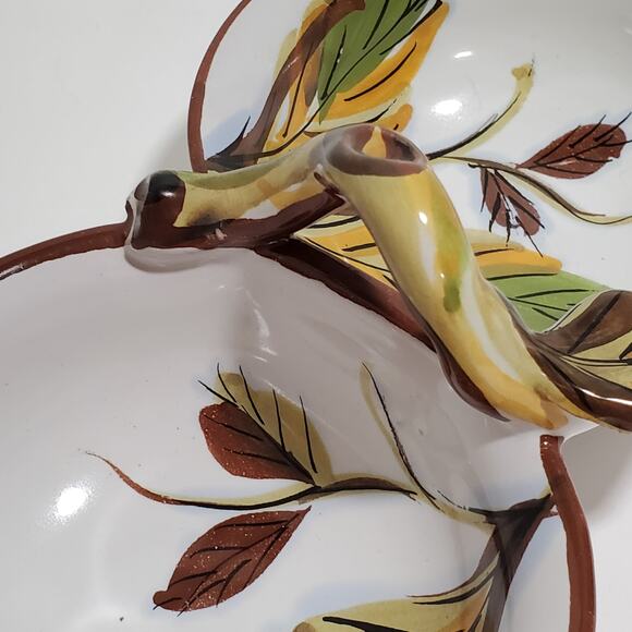 Painted Ceramic Double Serving Dish Divided Bowl Snacks Nuts Dips Italy - Picture 9 of 16